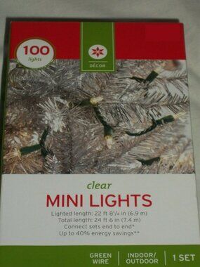 100 Clear Mini Christmas Lights Green Wire Wedding Indoor Outdoor Party Steady